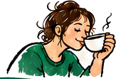 Une personne goûte et hume un café